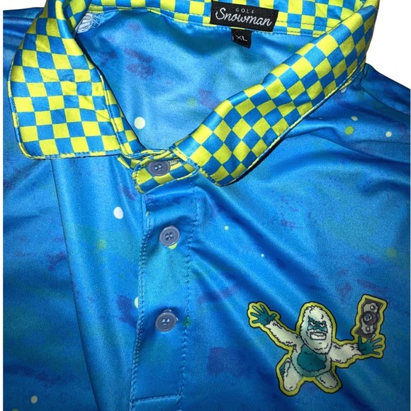 GOLF Snowman Men's Blue Yeti Golf Polo XL Chasing That Dollar Sporty Activewear - Picture 8 of 10